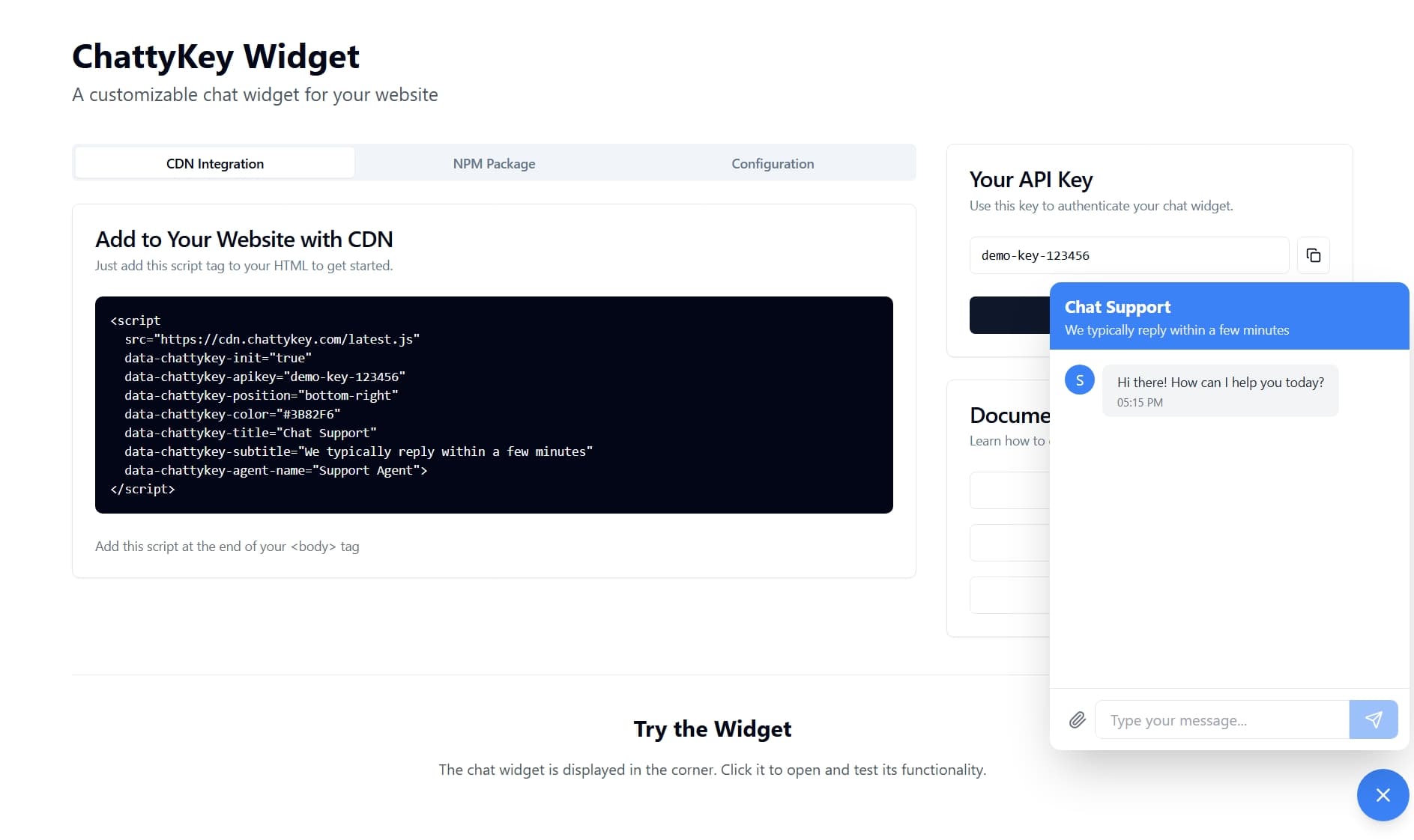 ChattyKey - Customizable Chat Widget